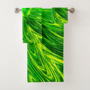 Serviette Abstraite Lignes Fleur verte