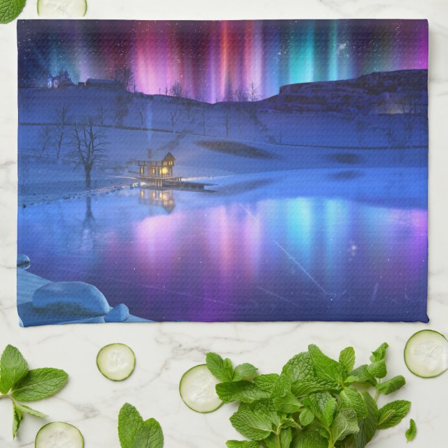 Serviette arc-en-ciel d'hiver (Plié)