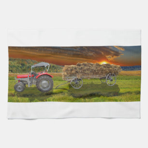 Serviette avec des tracteurs et des voitures de
