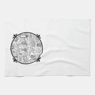 Serviette avec dessins de trait et logo à l'intéri