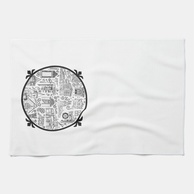Serviette avec dessins de trait et logo à l'intéri (Horizontal)