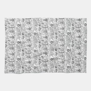 Serviette avec dessins en trait carrelé
