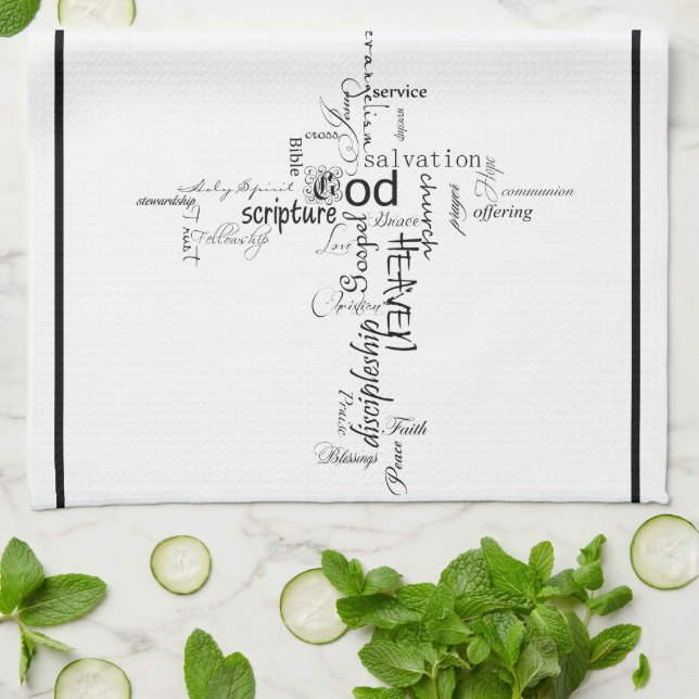 serviette avec mots chrétiens (Plié)
