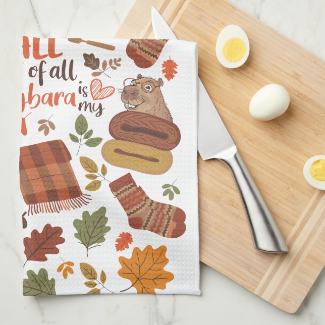 Serviette Capybara Automne vintage (Quart Plié)