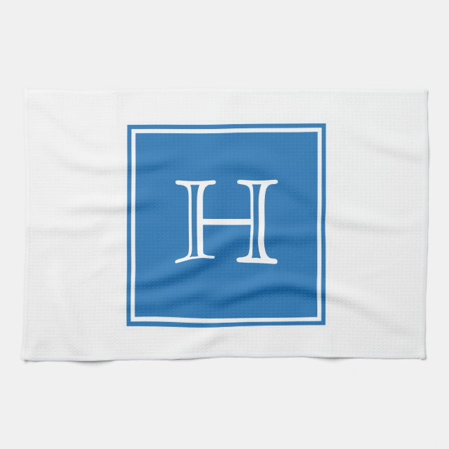 Serviette Carré bleu Monogram (Horizontal)