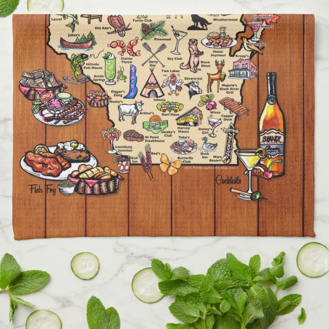 Serviette - Carte du club de souper du Wisconsin (Plié)