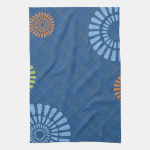 Serviette Cuisine Plaid Bleu
