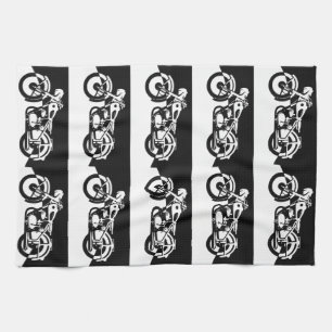 Serviette cyclable Black and White Motorcycle Stre