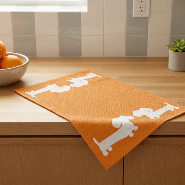 Serviette Dachshund Orange pour Amoureux de les ch (Orange dachshund dish towel)