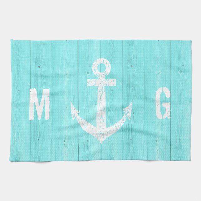 serviette d'ancrage nautique | bleu turquoise (Horizontal)