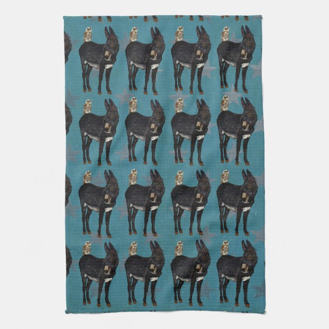 Serviette d'ÂNE et de HIBOU d'INDIGO (Vertical)