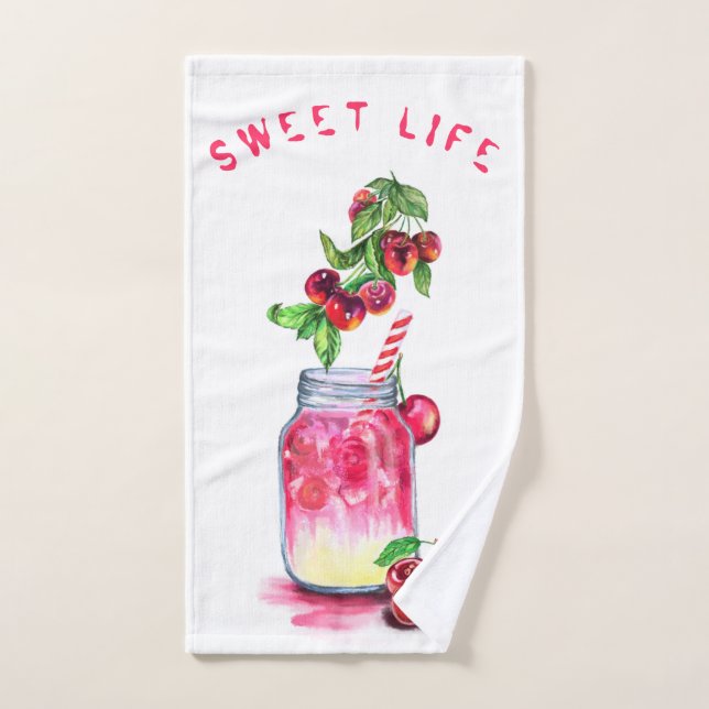 Serviette de bain à la cerise fraîche (Serviette à main)