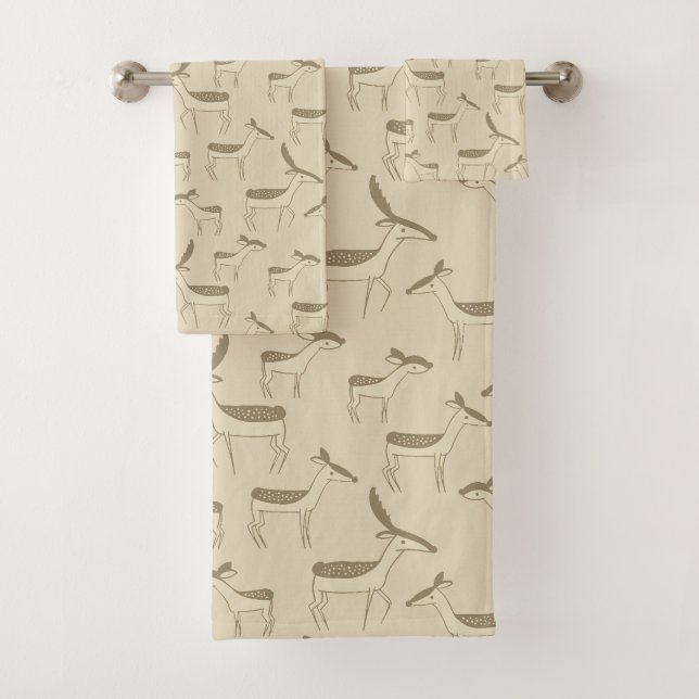 Serviette de bain à motif beige et illustration de (En situation)