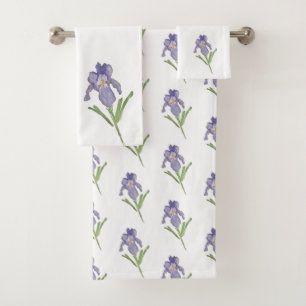 Serviette De Bain À Peinture Fleur Iris Violet