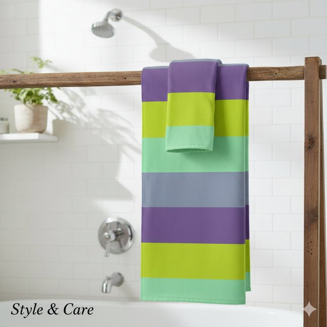 Serviette de bain à rayures de couleur mixte - Sof (Mixed Color Striped Bath Towel – Soft & Stylish)