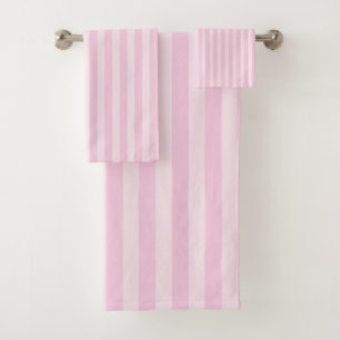 Serviette de bain à rayures roses 