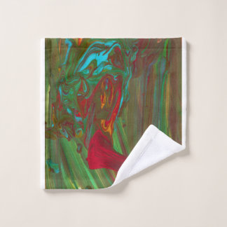 Serviette de bain abstraite rouge vert gras 1 : de