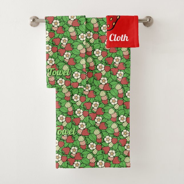 Serviette de bain Arrière - plan de fraise (En situation)
