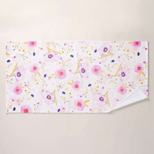Serviette de bain avec fleurs (Serviette de bain)