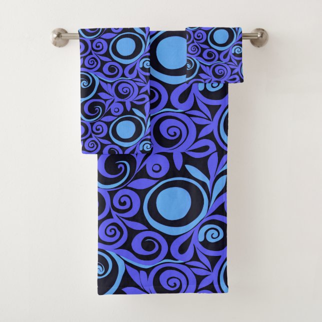 Serviette de bain bleu Abstrait (En situation)