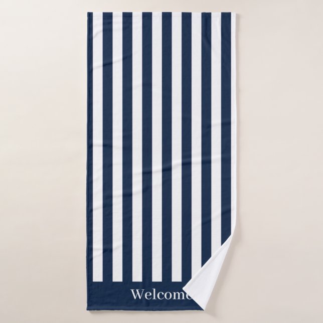Serviette de bain bleu et blanc marine (Serviette de bain)