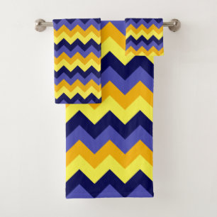 Serviette de bain Blue Yellow Gold Chevrons