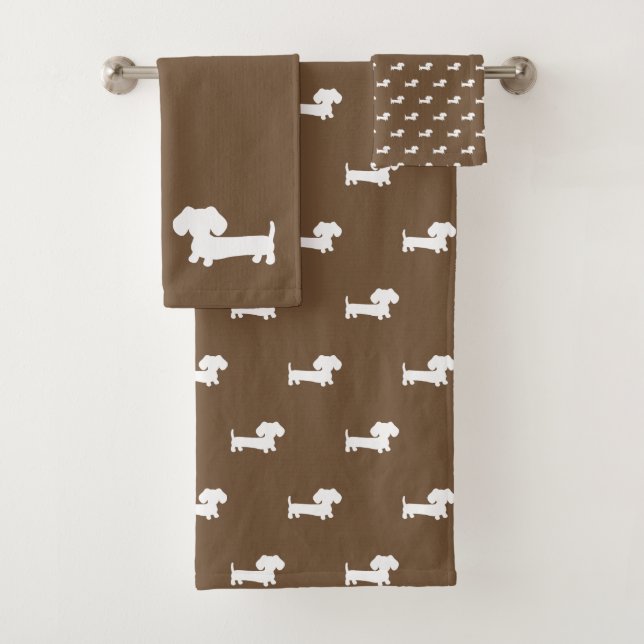 Serviette de bain Brown Dachshund Ensemble linge m (En situation)