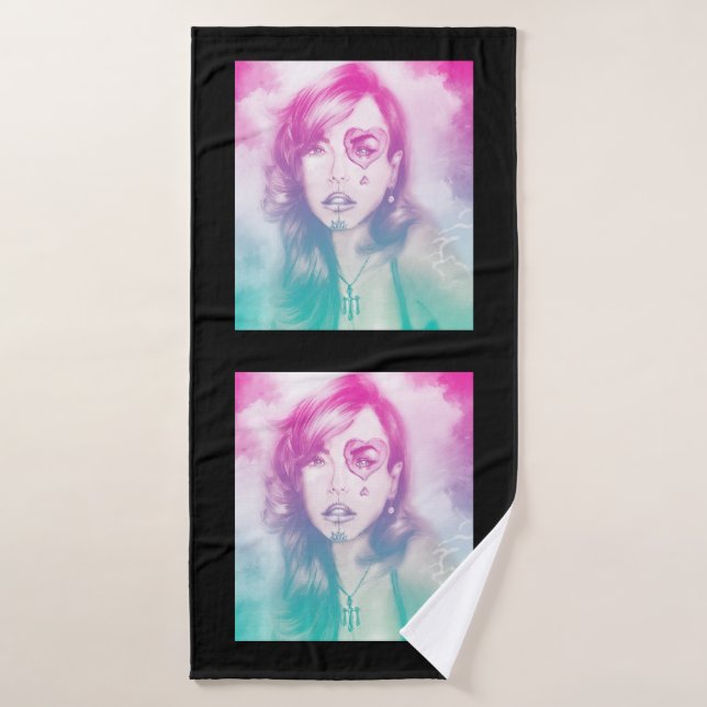 Serviette de bain colorée illustrée - Arc-en-ciel (Serviette de bain)