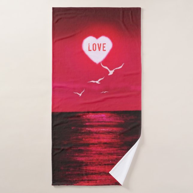 Serviette de bain coucher de soleil mer Amour roma (Serviette de bain)