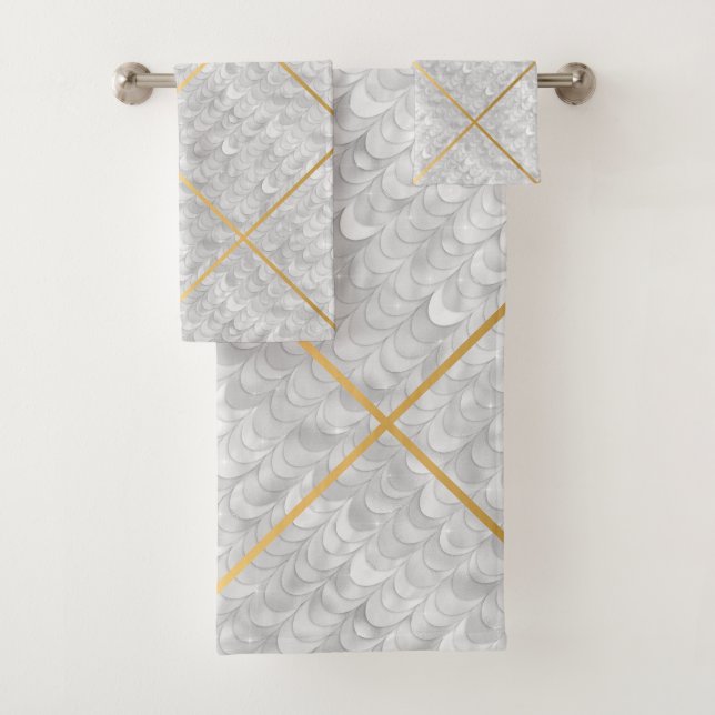 SERVIETTE DE BAIN DE CONCEPTION BLANCHE ET NOIRE M (En situation)