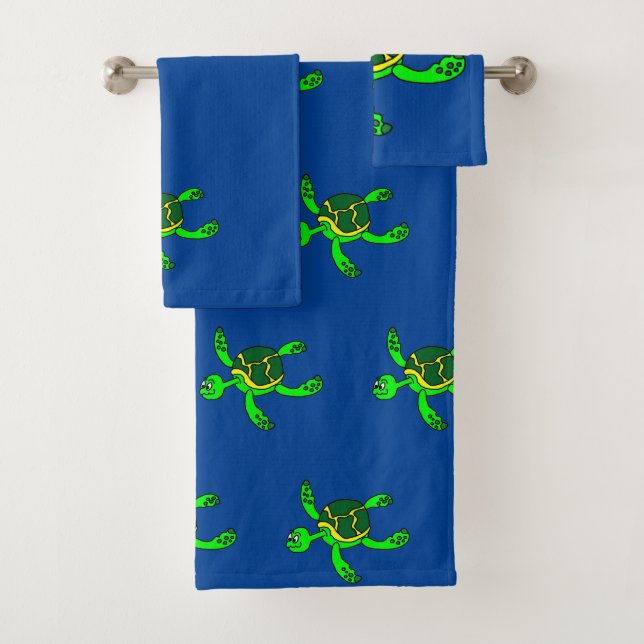 Serviette de bain de la tortue de mer (En situation)