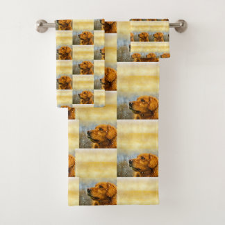 serviette de bain dorée pour récupérateur.