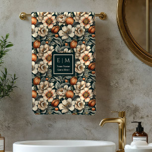 Serviette de bain élégante Fleurs d'automne Sage C
