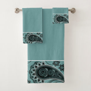 Serviette de bain en cachemire turquoise foncé