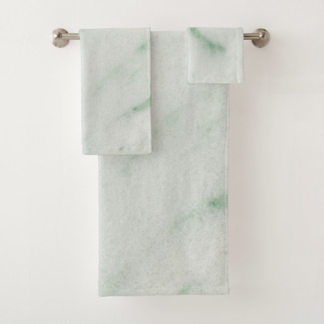 Serviette de bain en marbre blanc et vert (En situation)