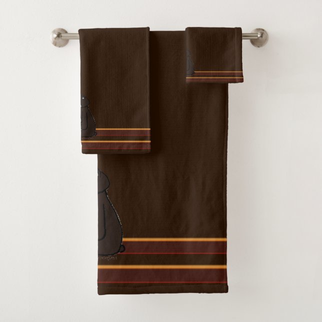 Serviette de bain ensemble ours marron figdewdrops (En situation)