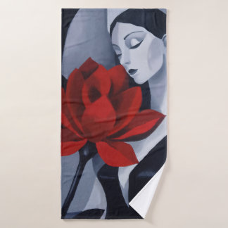 Serviette de bain Femme d'Art Moderne avec Rose Ro
