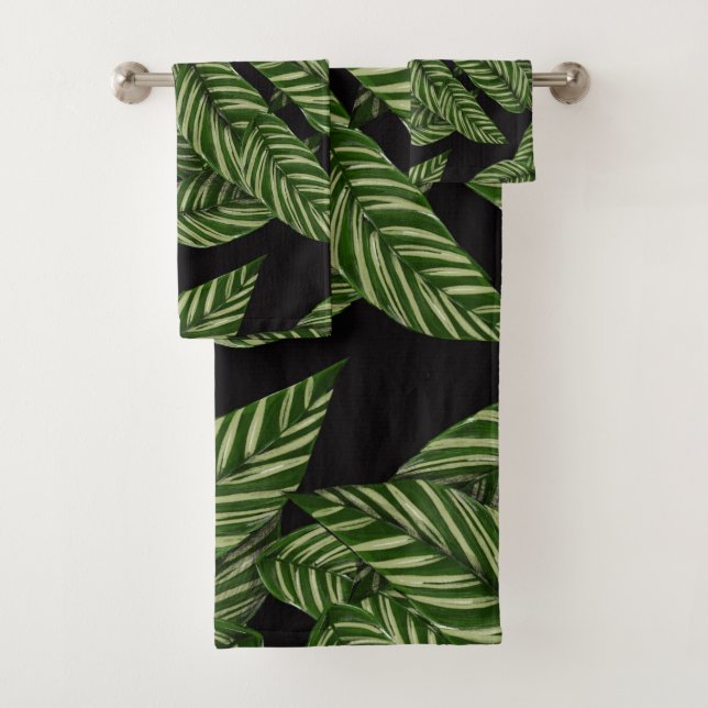 serviette de bain feuille jungle (En situation)