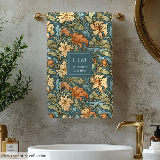 Serviette De Bain Floral Morris Inspiré Classique (Classic Floral Morris Inspired Bath Towel)