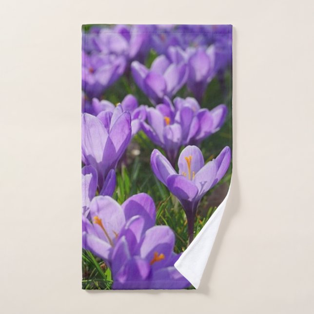 Serviette de bain florale violette Crocus de print (Serviette à main)