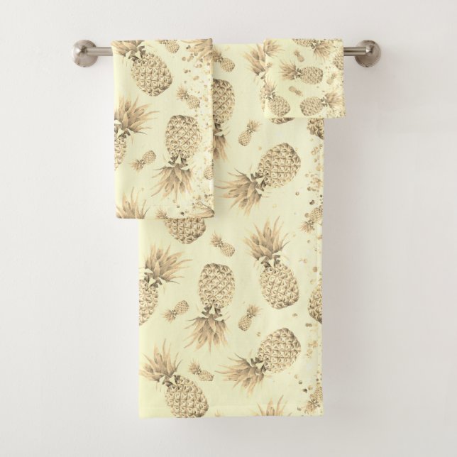 Serviette de bain Glittery Gold Ananas (En situation)