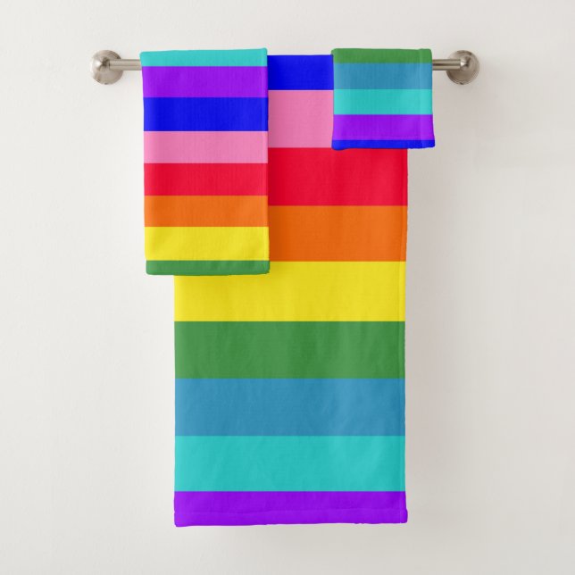 Serviette de bain Gras Rainbow Stripes (En situation)