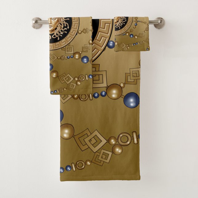 Serviette de bain Medusa Gold & Pearls Chains de l (En situation)