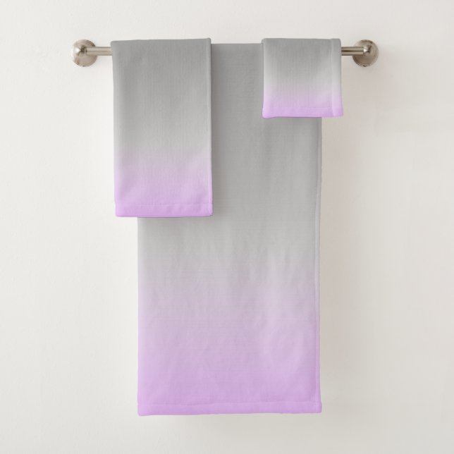 serviette de bain moderne lilac gris ombré (En situation)