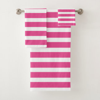 Serviette de bain moderne rose chaud et blanc
