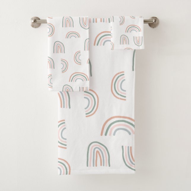 Serviette de bain motif arc-en-ciel de Bohême (En situation)