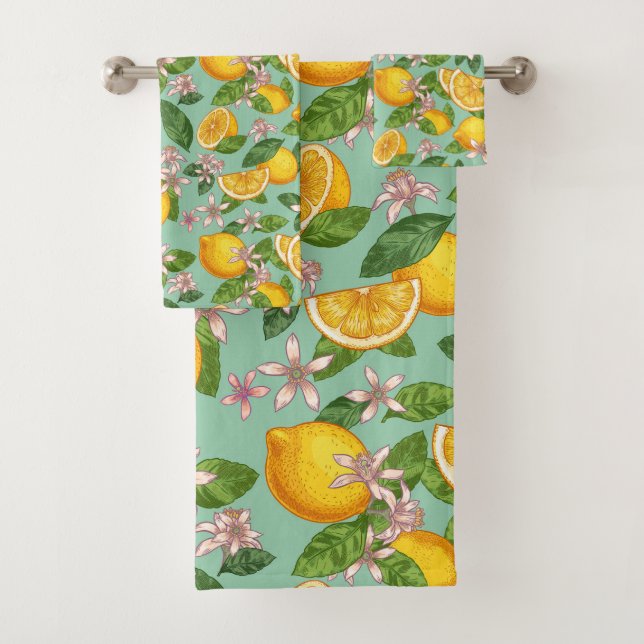 Serviette de bain Motif citron (En situation)