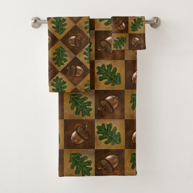 Serviette de bain Motif en écharpe en feuilles de  (En situation)