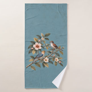 Serviette de bain Oiseaux et Fleurs de Jardin Vint