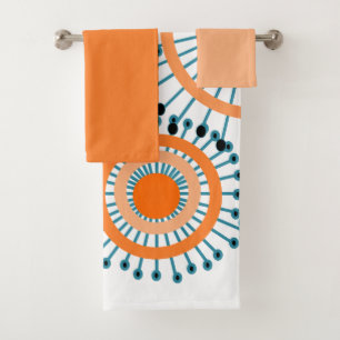 Serviette De Bain Orange Fleurie